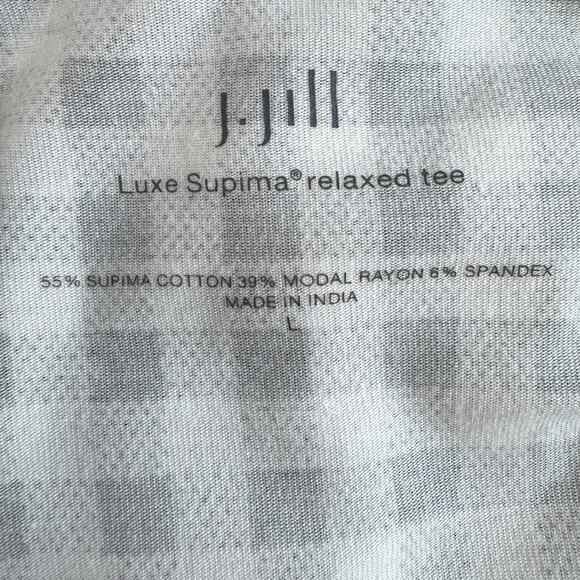 J. Jill Womens Luxe Supima Relaxed Tee Size L Check Modal Cotton Short Sleeve - Picture 2 of 6